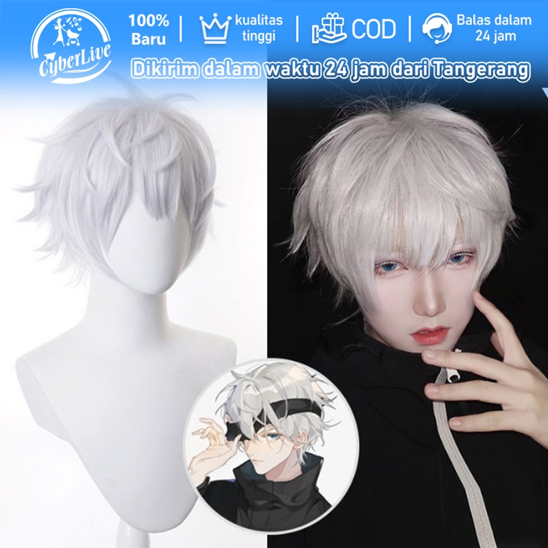 Wig Gojo Satoru Manmei Rambut Palsu Cosplay Anime Jujutsu Kaisen