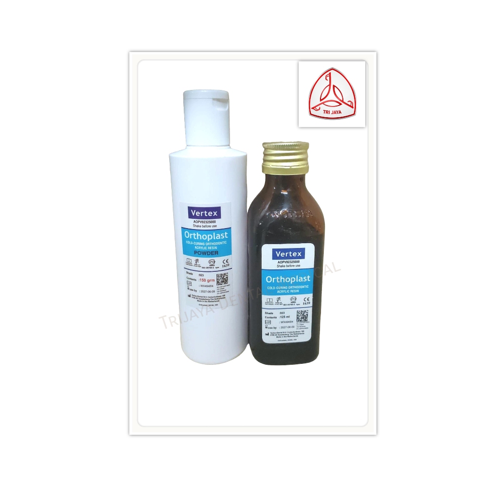 Trijaya Dental Medical Orthoplast Acrylic Vertex Self Cure Orthodontic 150 gr 125 ml