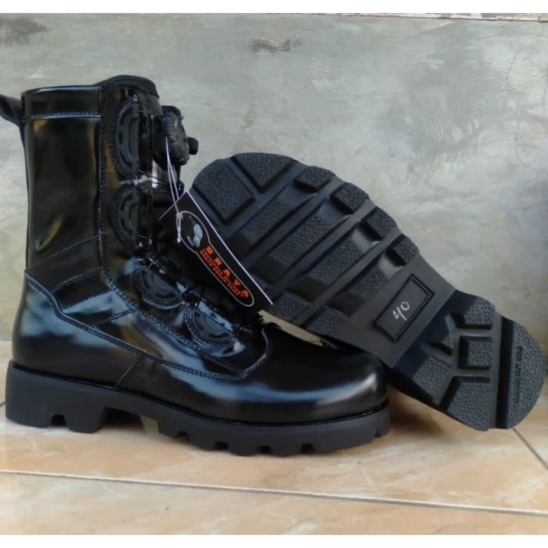 Sepatu Pdl Pria Tali Putar Full Kulit Mengkilap