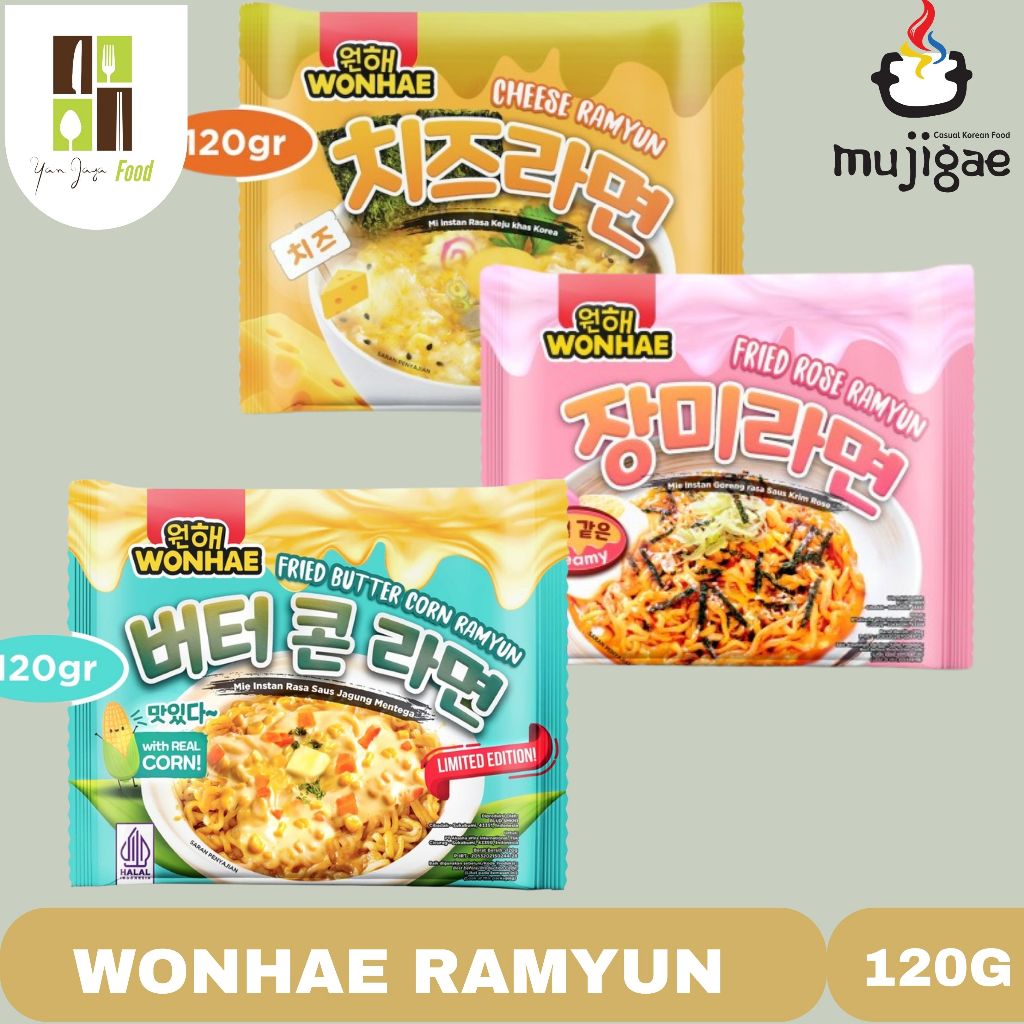 

Mujigae by Wonhae Cheese Ramyun / Fried Rose Ramyun/ Fried Butter Corn / Halal 120g