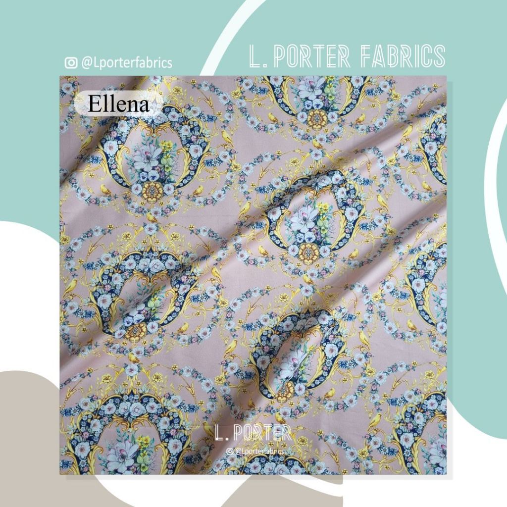 Kain Satin Kain L. Porter Fabrics Satin Bridal Motif Ellena Kain Motif Bunga Kain Modern