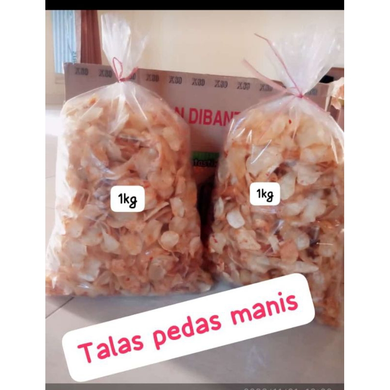 

KERIPIK TALAS PEDAS MANIS kemasan 1KG