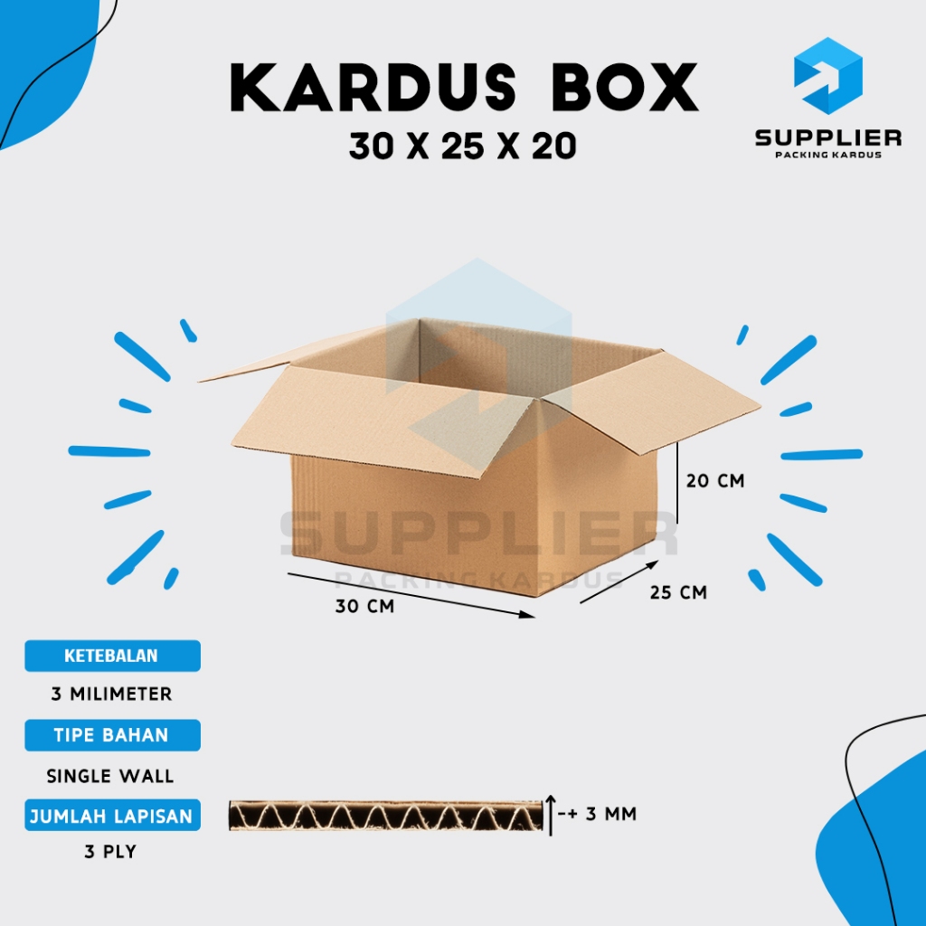 

Kardus Karton Box Pindahan, SINGLEWALL 30x25x20, Box Polos