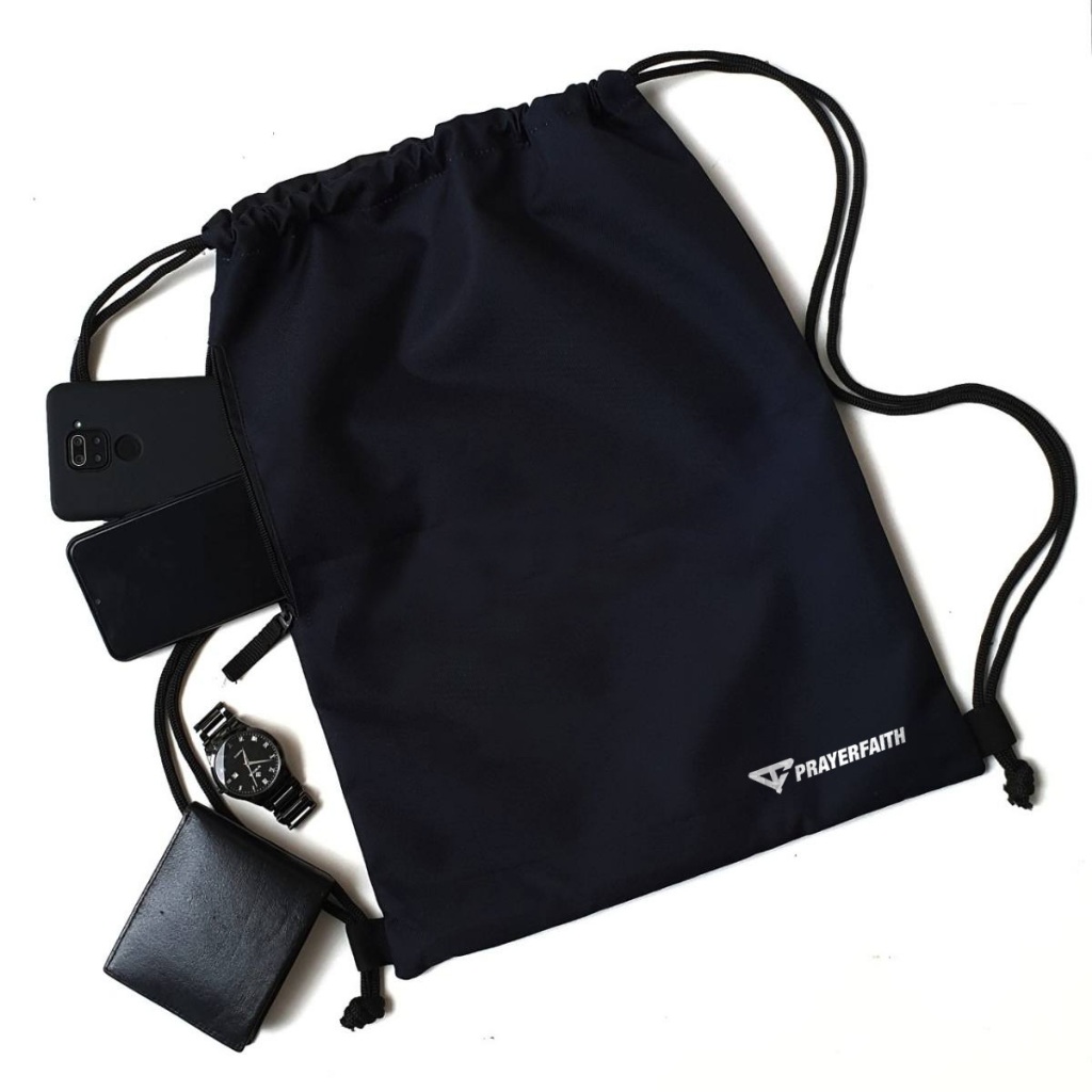 Tas Serut Pria Wanita Unisex Model Polos Hitam Original Tas Futsal Anti Air