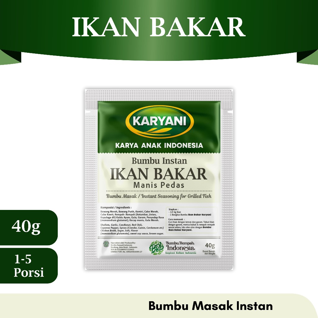 

KARYANI BUMBU MASAK INSTAN IKAN BAKAR 40 Gram