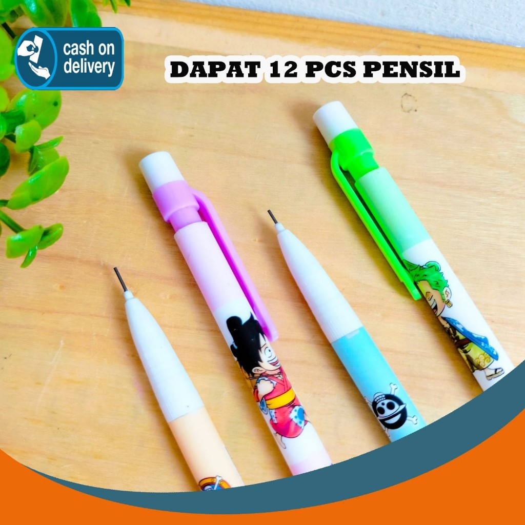 

SELUSIN (12 PCS) PENSIL CETEK MEKANIK COLLECTION ONE PIECE PCM-1039 MECHANICAL KLIK CLICK KARAKTER UNIK MURAH PENCIL ALAT TULIS KANTOR SEKOLAH MURAH TERMURAH COD