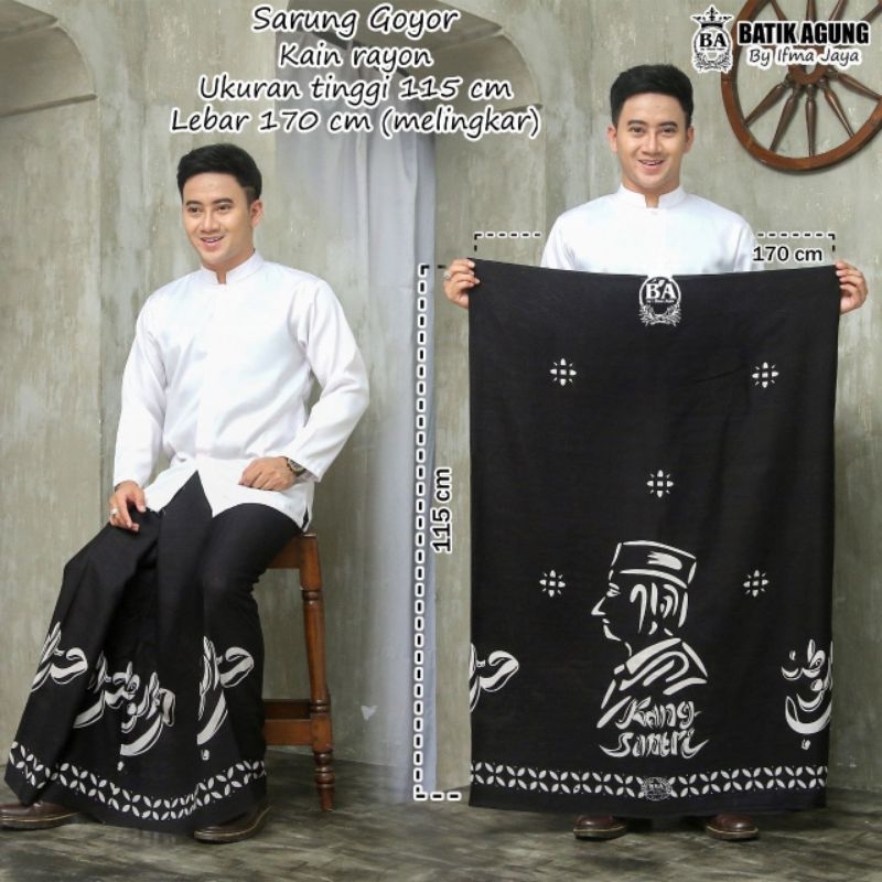 Sarung Batik Rayon Motif Kang Santri Kawung | SARUNG REMAJA PUTRA SERAGAM HITAM