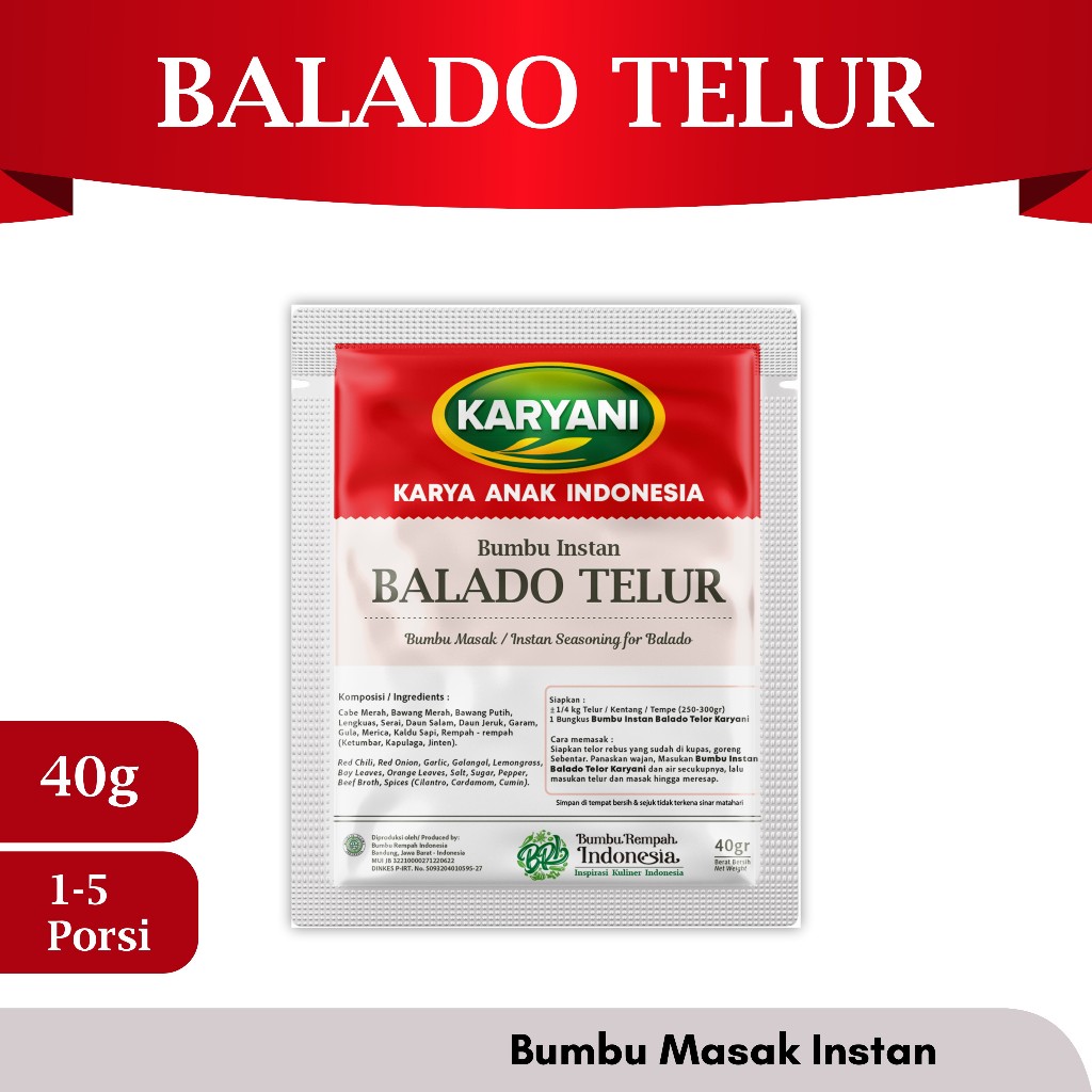 

KARYANI BUMBU MASAK INSTAN BALADO TELUR 40 Gram