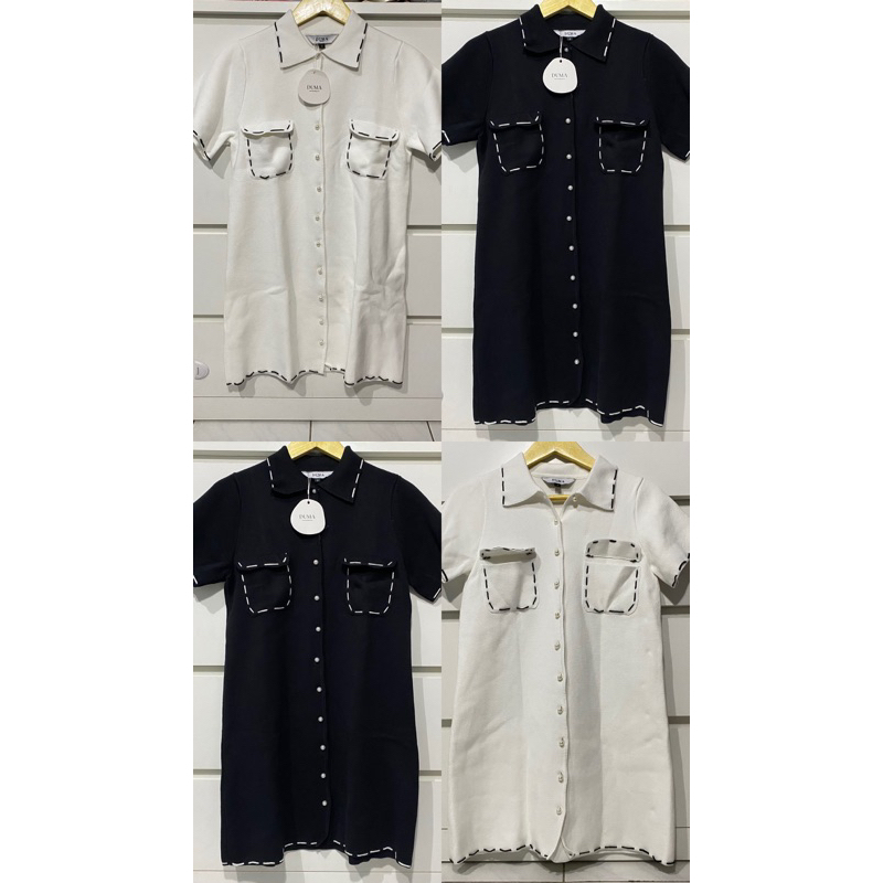 NEW WITH TAG - Duma Essence Size 1 Size 2 Chantal Black, White Basic Dress Classic Minidress Mididre