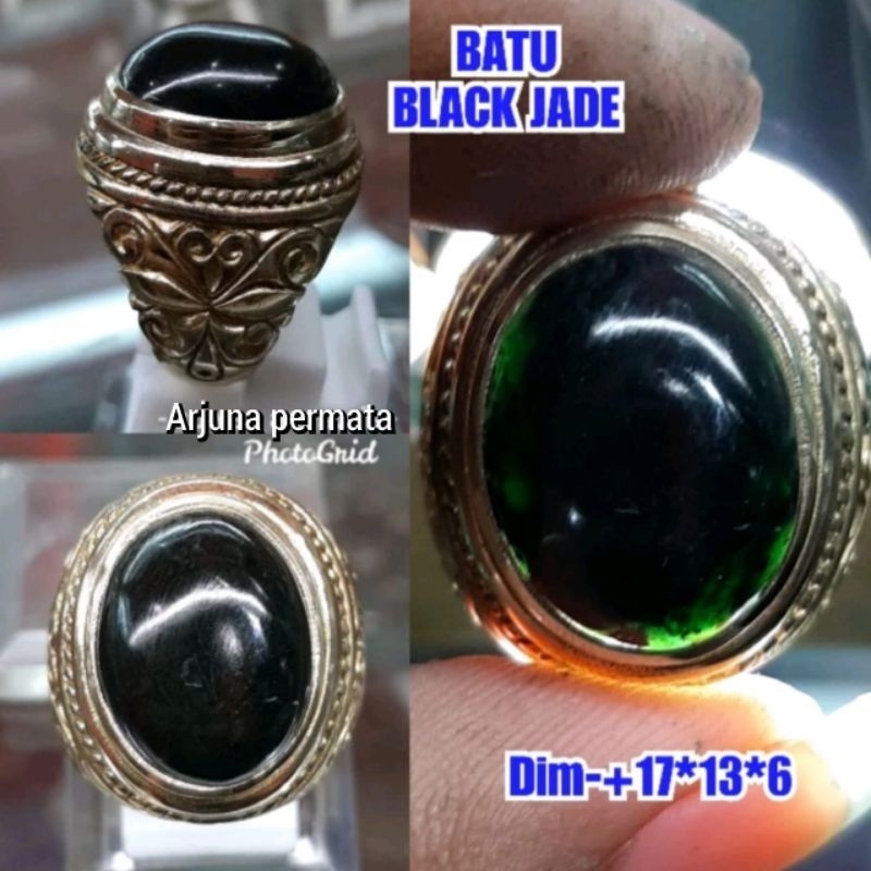 CINCIN BATU KESEHATAN BLACK JADE RING ALPAKA