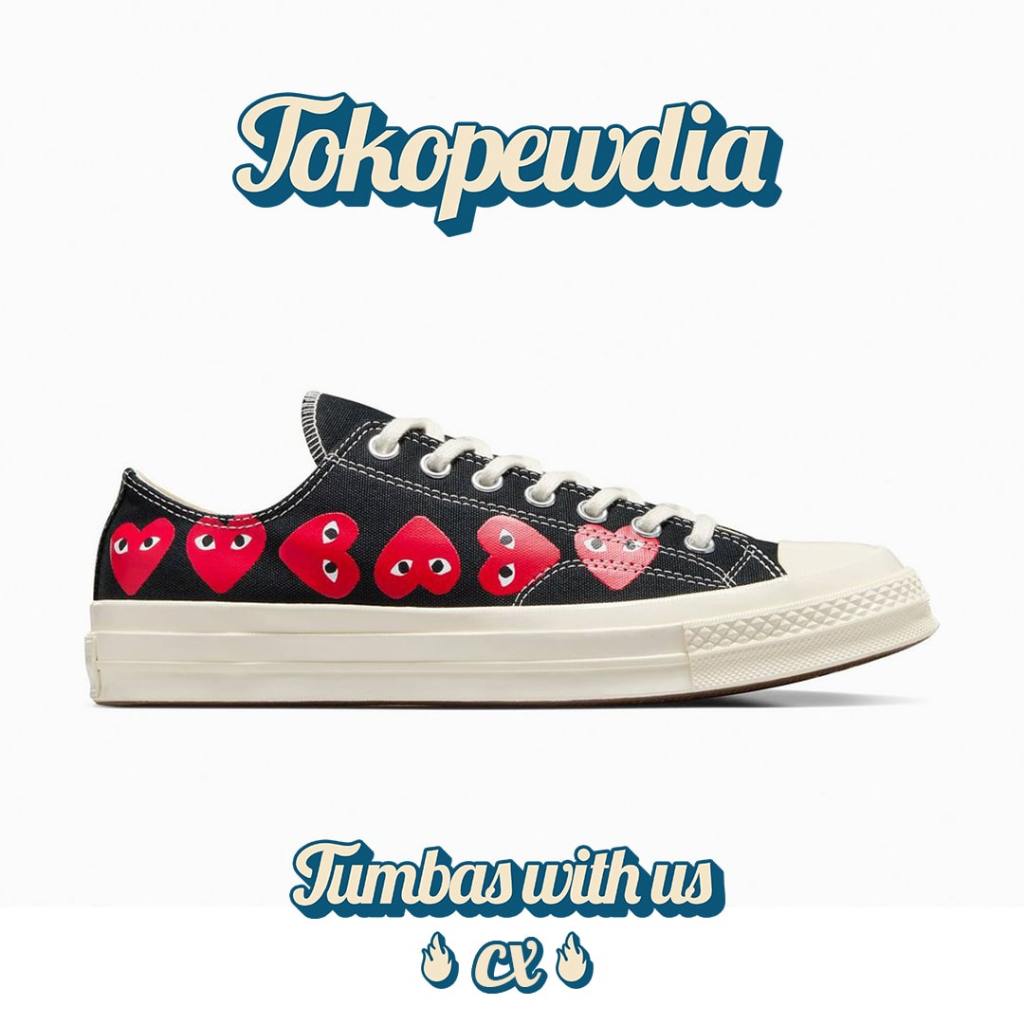 Converse CDG Play Low Multi Heart Black / Risk Red / Egret