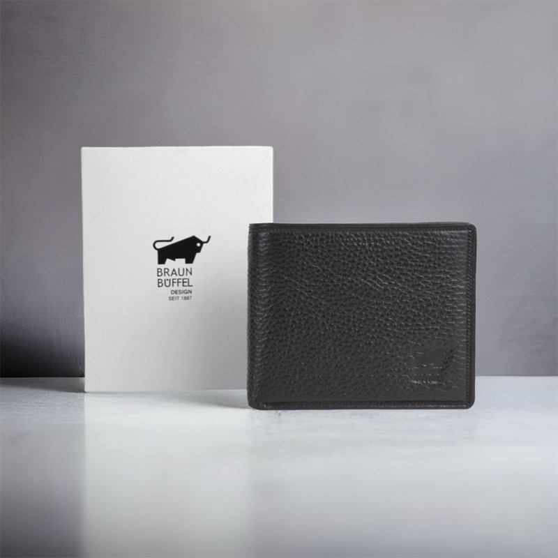 Dompet pria kulit sapi asli 3 slot uang dan resleting dalam