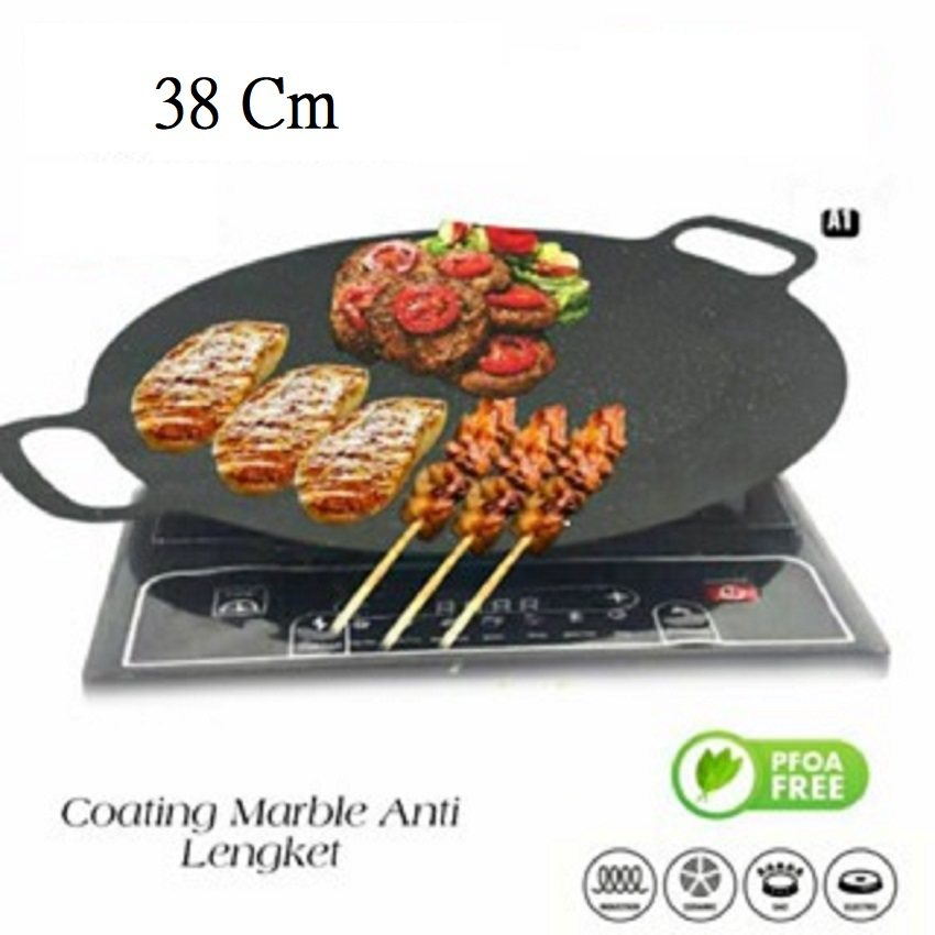 WAJAN PANGGANGAN DATAR GRILL PAN TEBAL TEFLON ANTI LENGKET KUALI DATAR FOOD GARDE