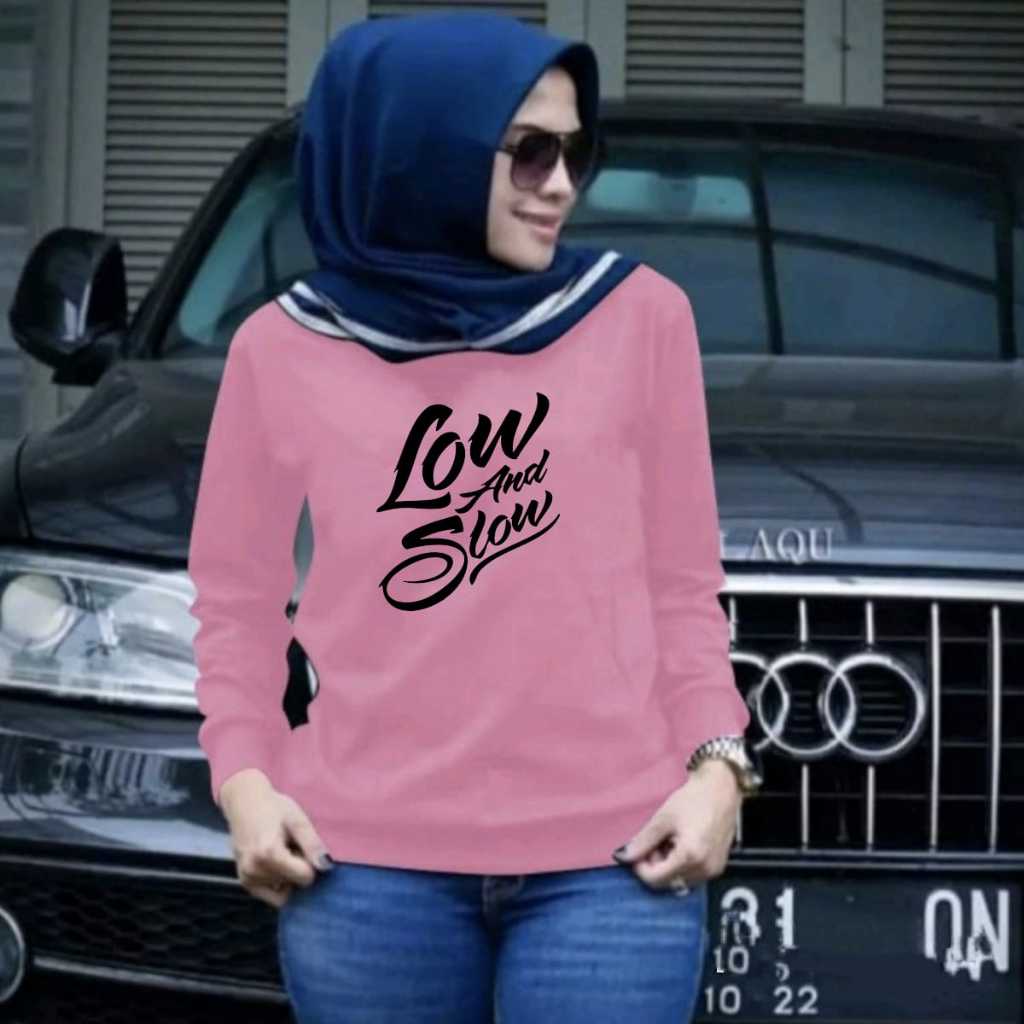Baju Atasan Sweater Wanita Lengan Panjang Cantik Kekinian Bermotif Low And Slow