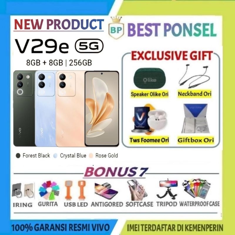 VIVO V29E 5G 8/256GB | V29e 5G 8GB + 8GB /256 GB GARANSI RESMI VIVO INDONESIA