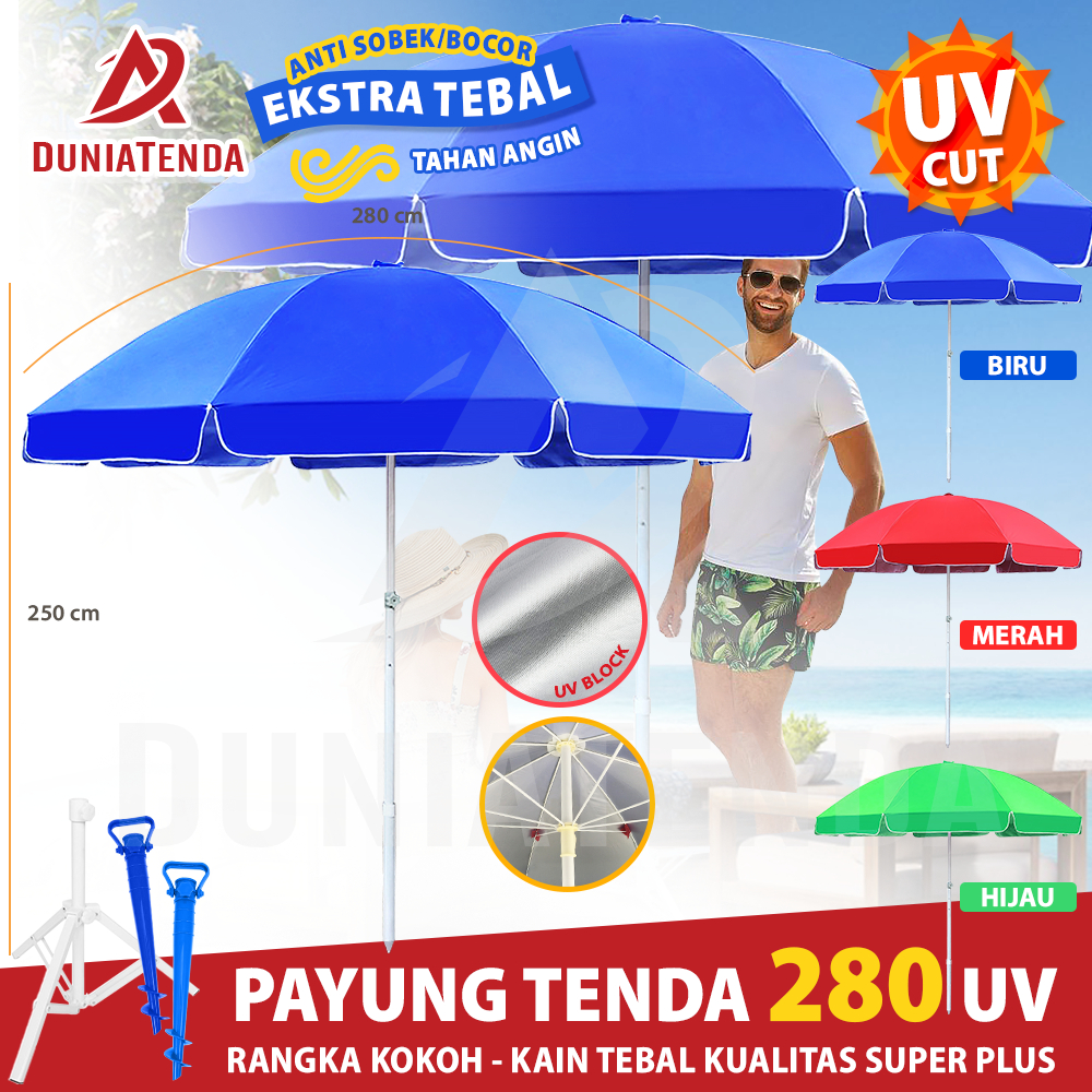 DT Payung Tenda 280 cm Payung Jualan Lapak Bazar Cafe Tenda Payung Pantai Jumbo Besar dengan Sarung