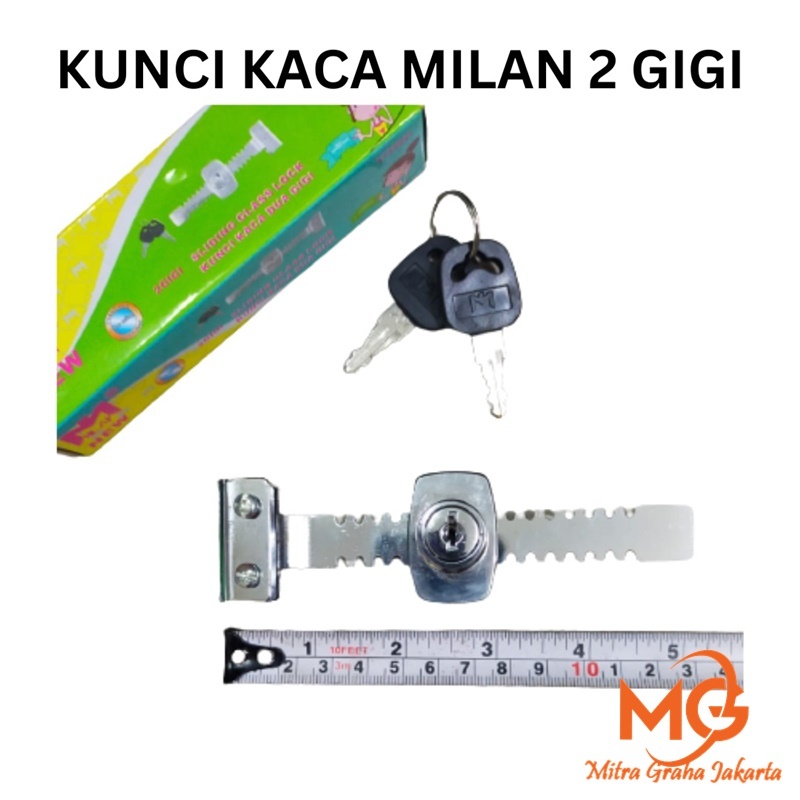 Kunci Etalase Kaca Sliding Door Milan 2 Gigi MG