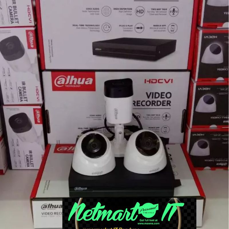 Paket cctv dahua 3 channel/ 3 Kamera dengan 3 cctv 2mp DVR 4 CH