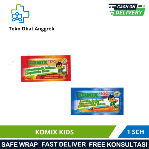KOMIX KIDS SACHET/10 SACSHET/OBAT BATUK BERDAHAK ANAK/OBAT BATUK ANAK