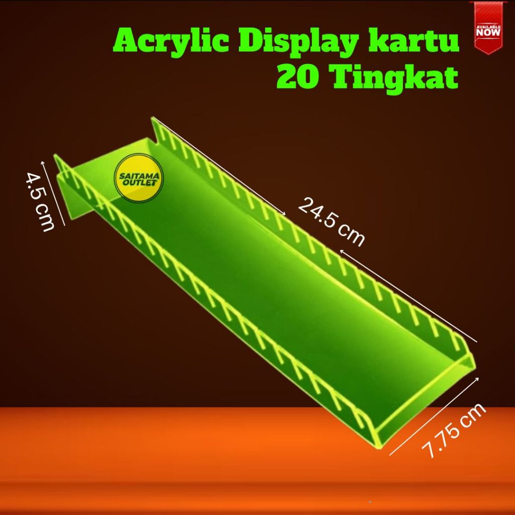 

Akrilik pajangan display kartu perdana 20 tingkat hijau stabilo/ akrilik Dudukan Kartu
