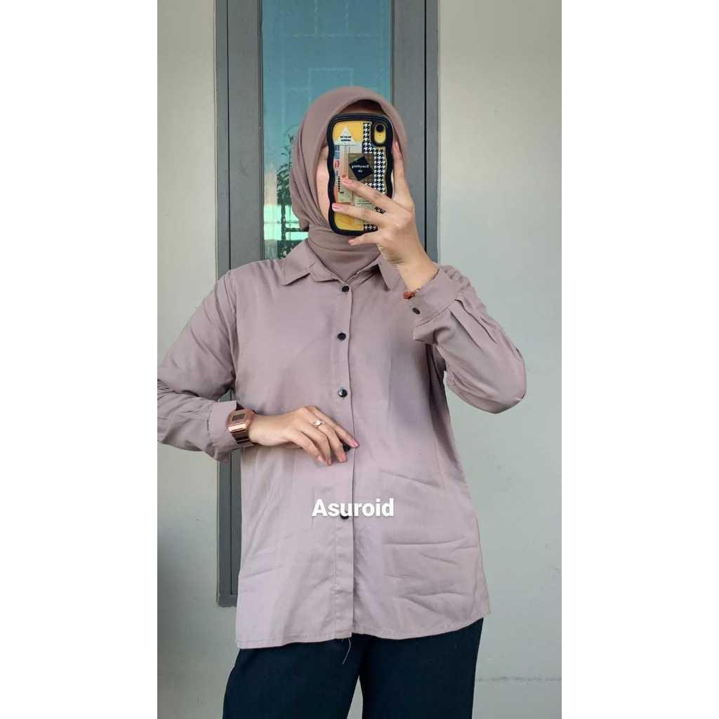 MAUDY BASIC KEMEJA RAYON POLOS KEMEJA WANITA TERBARU KEMEJA WANITA KASUAL KEMEJA PUTIH WANITA KEMEJA