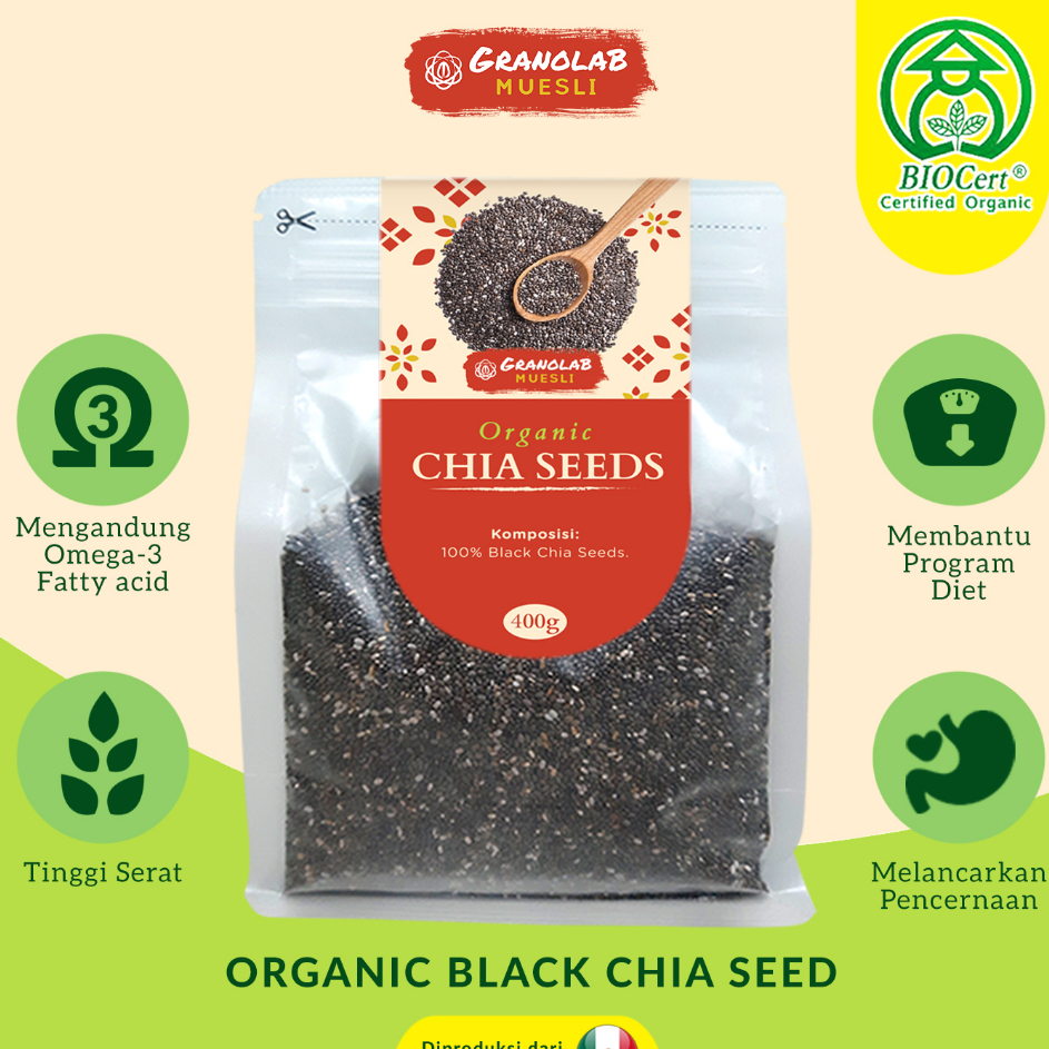 

Terlaris Organic Black Chia Seed | Chiaseed Organik Mexico - Granolab Muesli