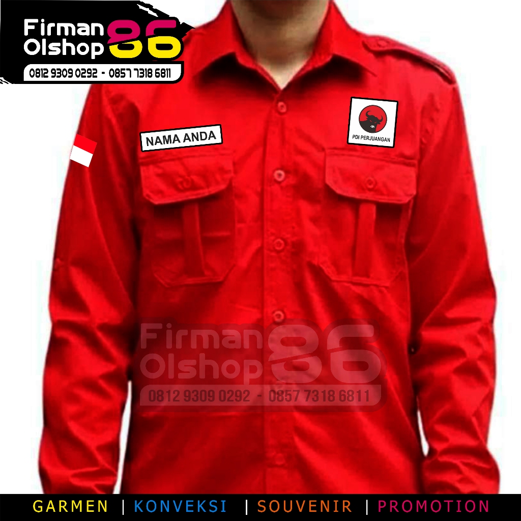 Bigsize kemeja partai PDI terbaru baju partai PDi merah kemeja hitam pdip seragam partai pdi kemeja 