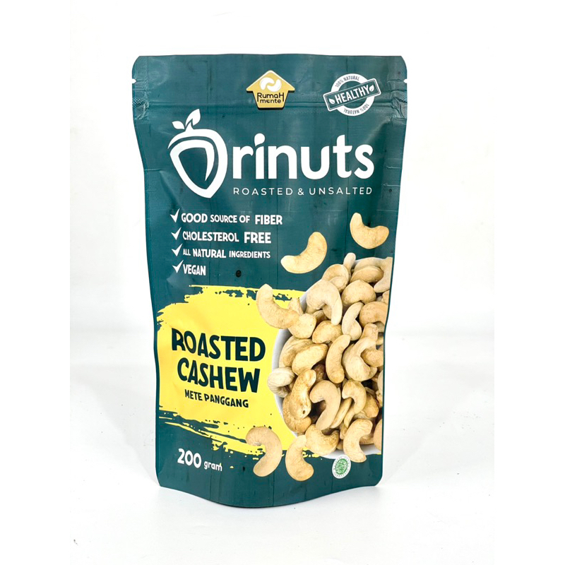 

ORINUTS KACANG METE PANGGANG 200GR (PREMIUM QUALITY CEMILAN DIET) ROASTED CASHEW PLAIN UNSALTED