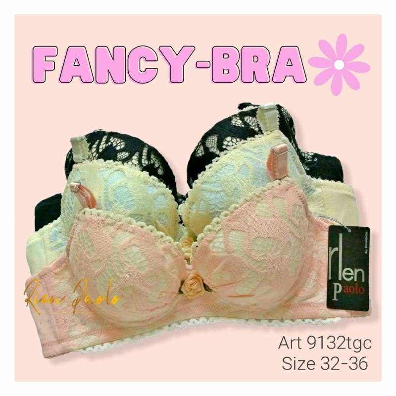 Bra Set Celana Dalam Wanita Bra Kawat BH Motif Bordir Bunga Rien Paolo 9108