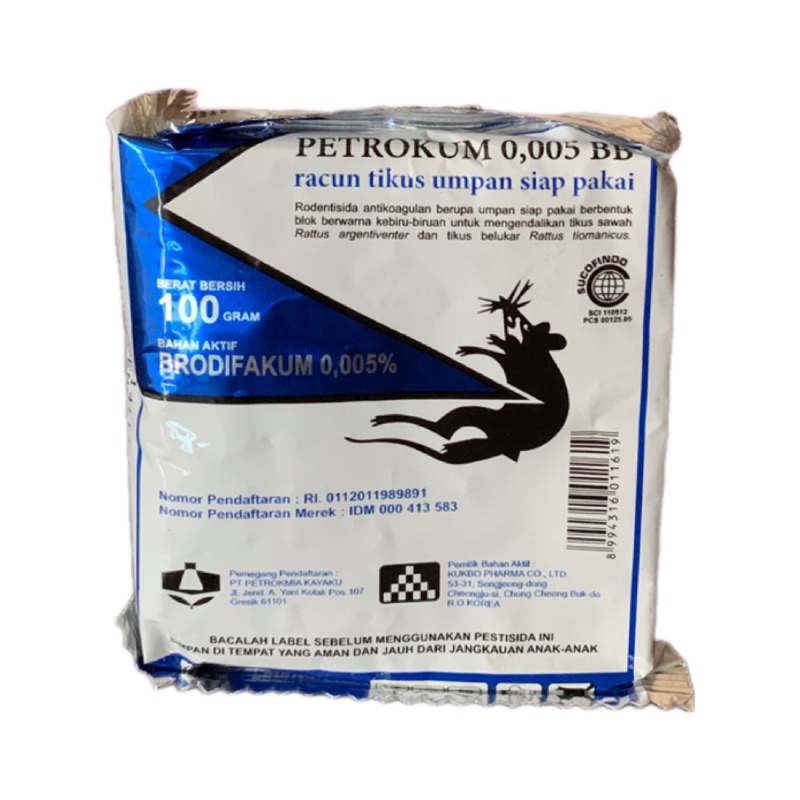 Racun Tikus PETROKUM 0,005 BB 100gr Umpan Tikus Racun Tikus Sawah dan Tikus Belukar Obat Tanaman Keb
