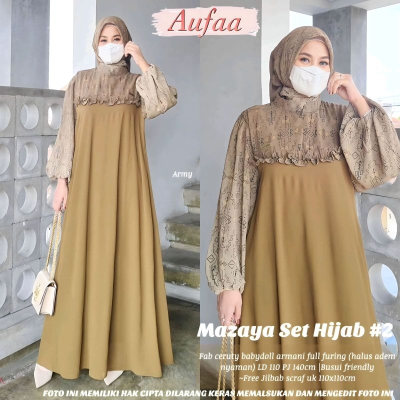 MAZAYA DRESS FREE HIJAB JUMBO/ DRESS JUMBO/GAMIS KONDANGAN/ DRESS TERBARU
