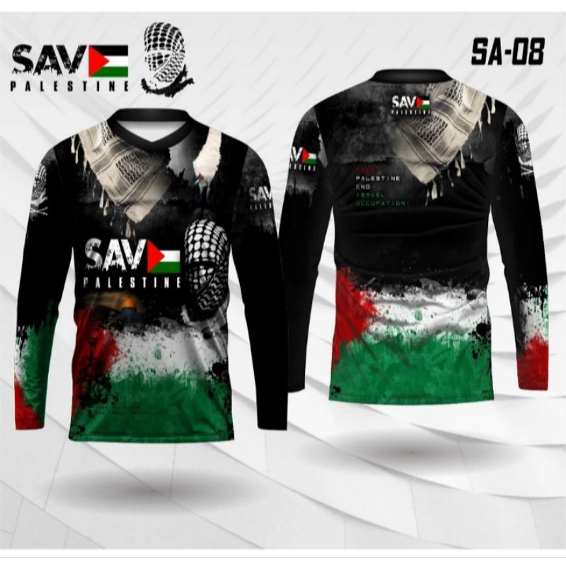 Jersey free palestine end israel occupation kaos save palestin baju islami lengan panjang