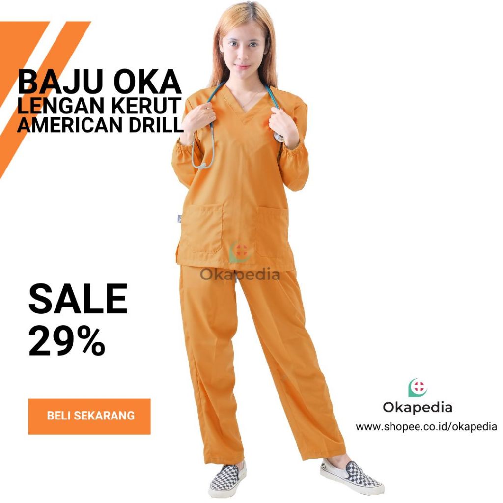 Baju Oka Lengan Panjang Karet Bahan American Drill