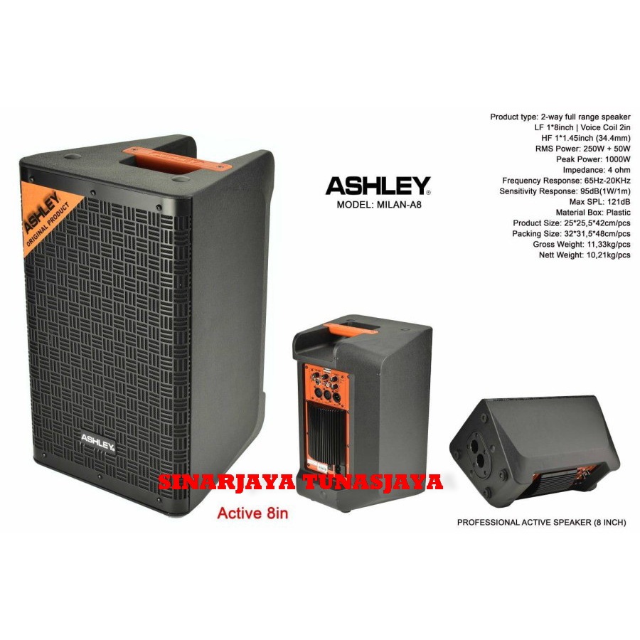 SPEAKER AKTIF ASHLEY MILAN A8 ASHLEY MILANA8 8 INCH ORIGINAL