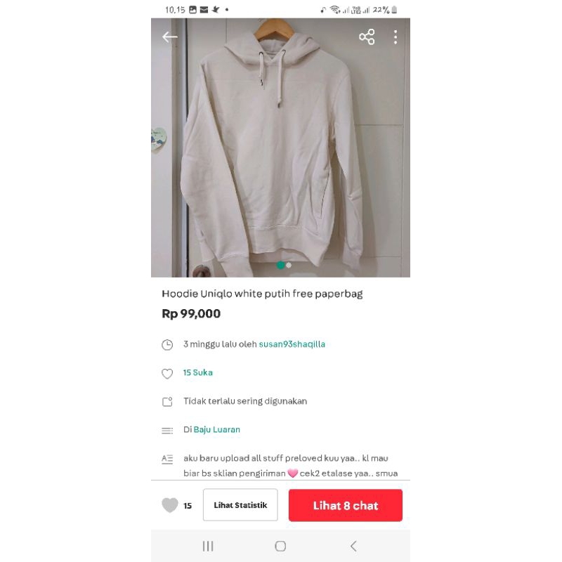 hodie ori white putih h&m dan uniqlo ori Store ada 2 unisex