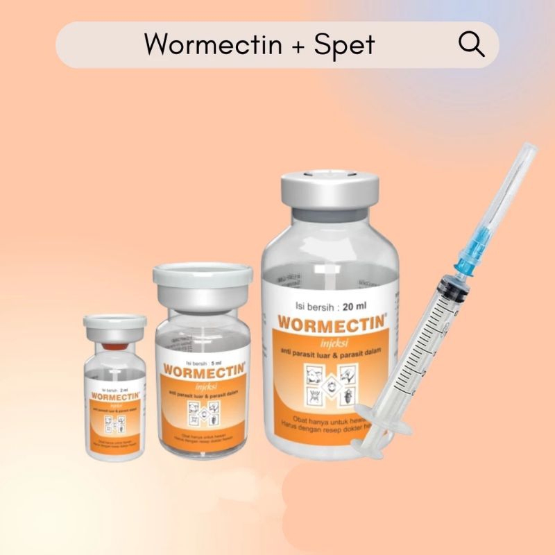 Wormectin 2ml 5ml 20ml Obat Kutu Scabies Caplax / Obat Gudik Jamur dan Parasit Tungau Pada Hewan Kuc