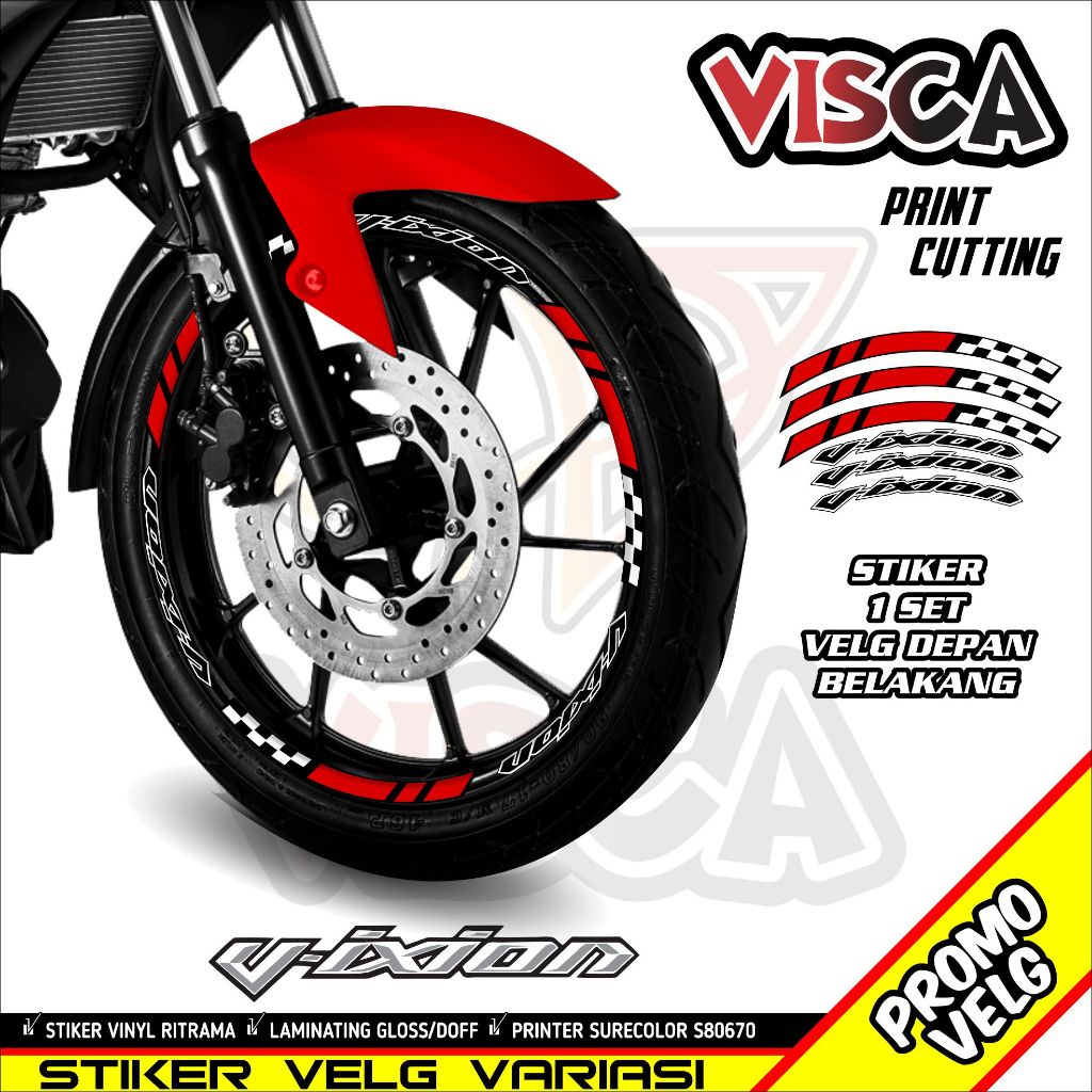 Stiker Velg List Velg Motor Cutting Sticker Velk Vixion Variasi Racing Flag
