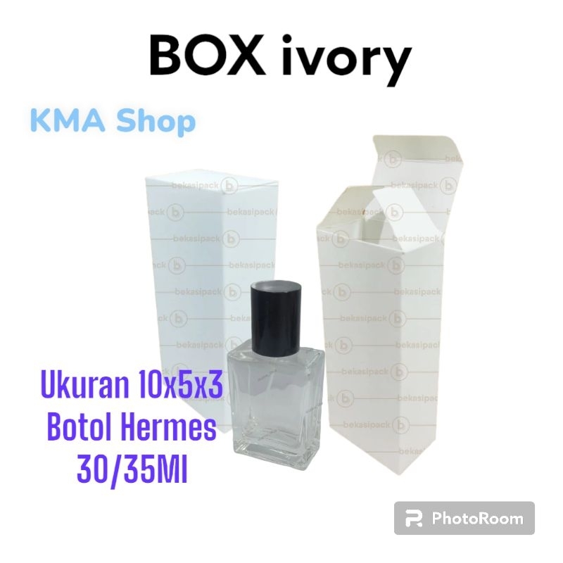 Box Parfum botol Hermes 30ml bahan ivory putih polos