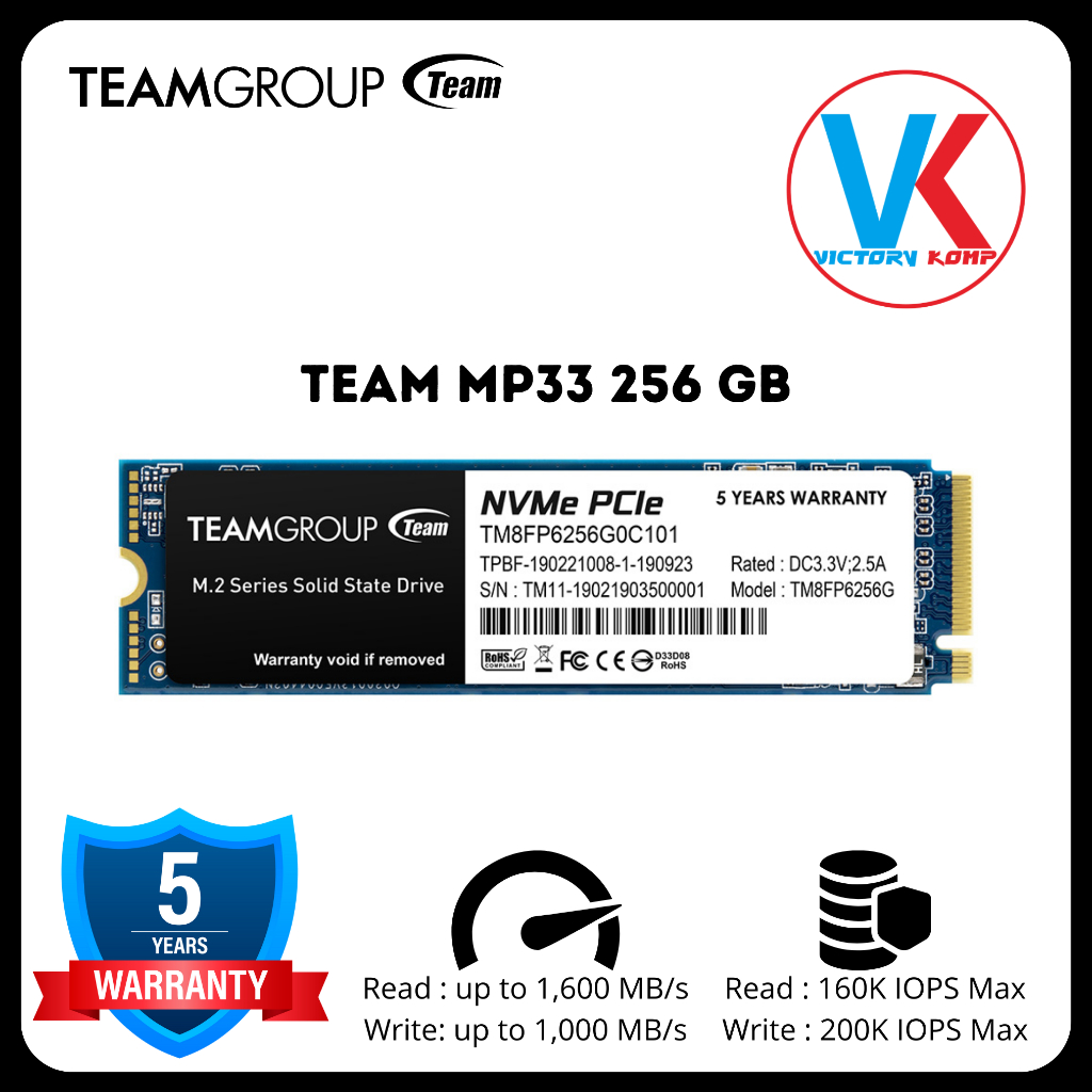 SSD TEAM MP33 M.2 PCIe NVMe SSD 256GB [TM8FP6256G0C101] Team MP 33 256