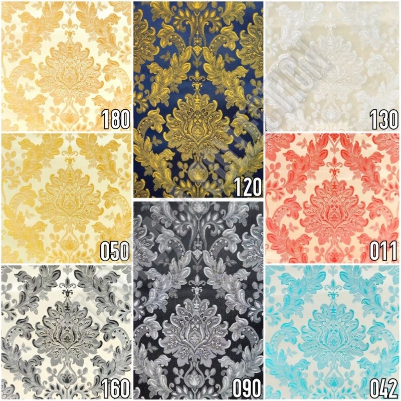 Bahan Kain Kanvas Premium Tebal Motif Damask Bunga Klasik - Laurel (Sofa, Jok, Kursi Jati, Kursi Jep