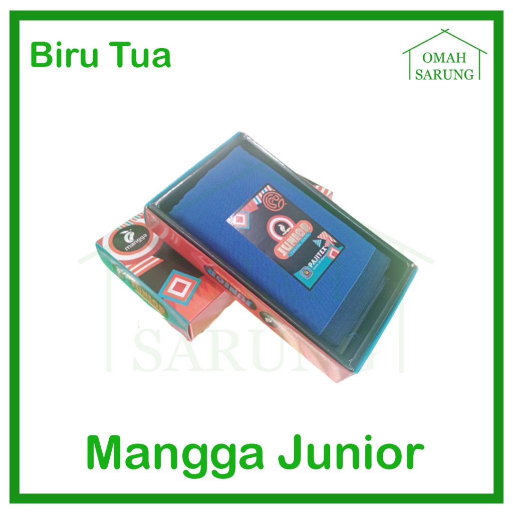 Sarung Tenun Mangga Gold Junior Warna Biru Tua Tumpal Original Premium OMAH SARUNG
