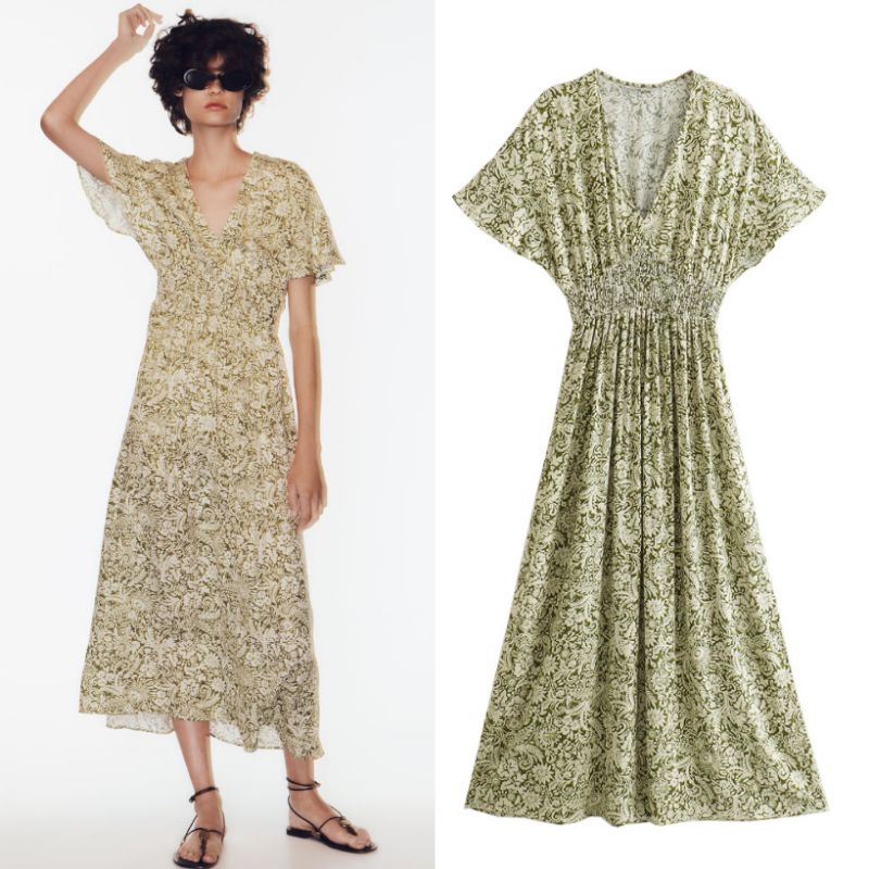 Green Retro Pattern Mqxi Drress  72769 (SALE)