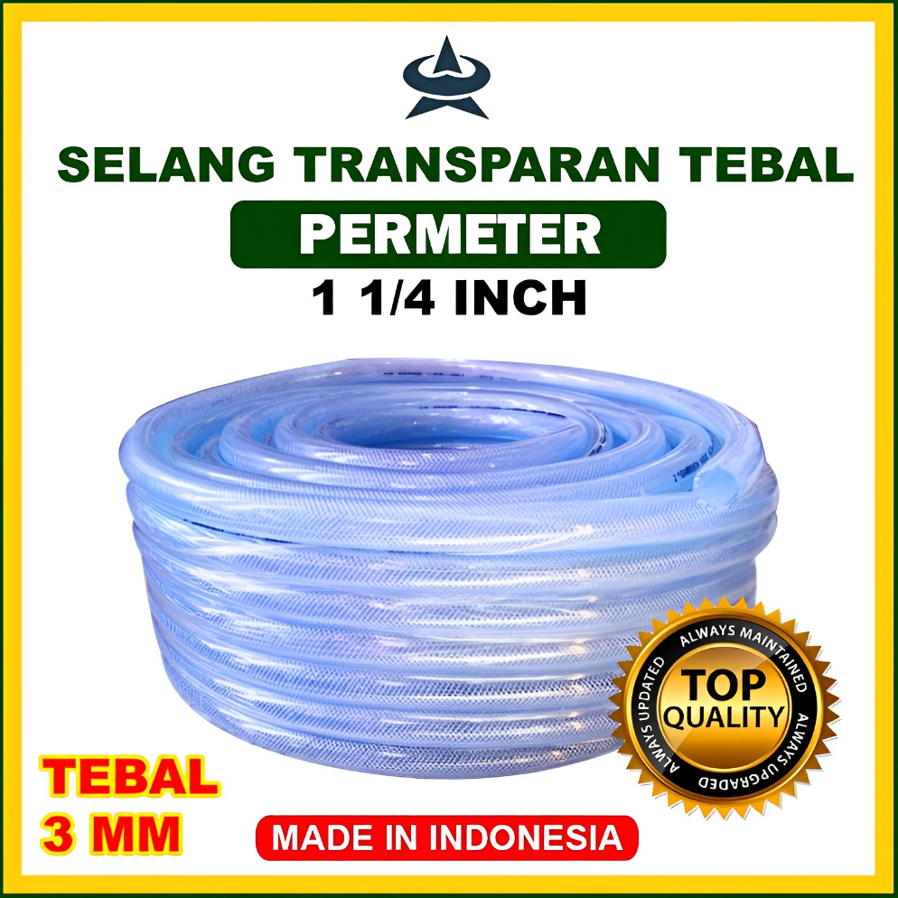 Terlaris.. GEMUK Selang Air Transparan 1 1/4 inch Super Tebal / Selang Benang Transparan Tebal 3mm /
