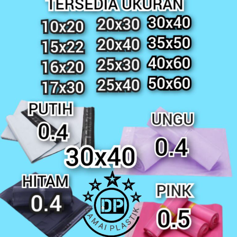 

Grosiran Murah Kantong Plastik Packing PE 30x40CM Olshop Polymailer Hitam Putih Pink 30x40 Amplop ungu 32x45 sliver