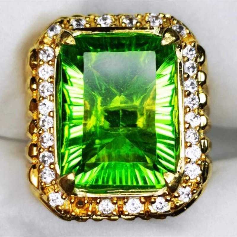 Cincin Pria Batu Natural Green Moldavite Original