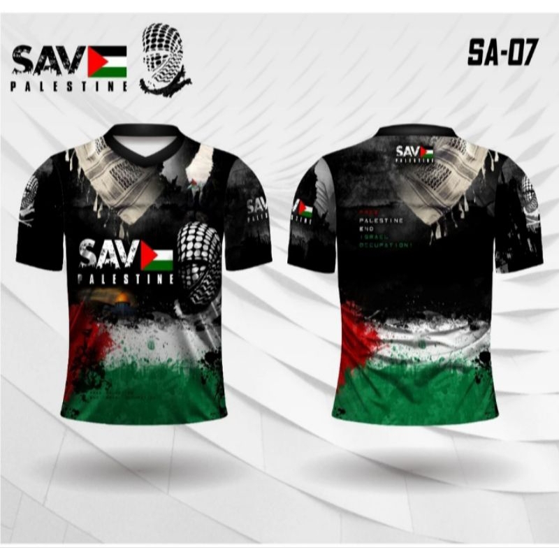 Jersey free palestine end israel occupation kaos save palestina baju islami