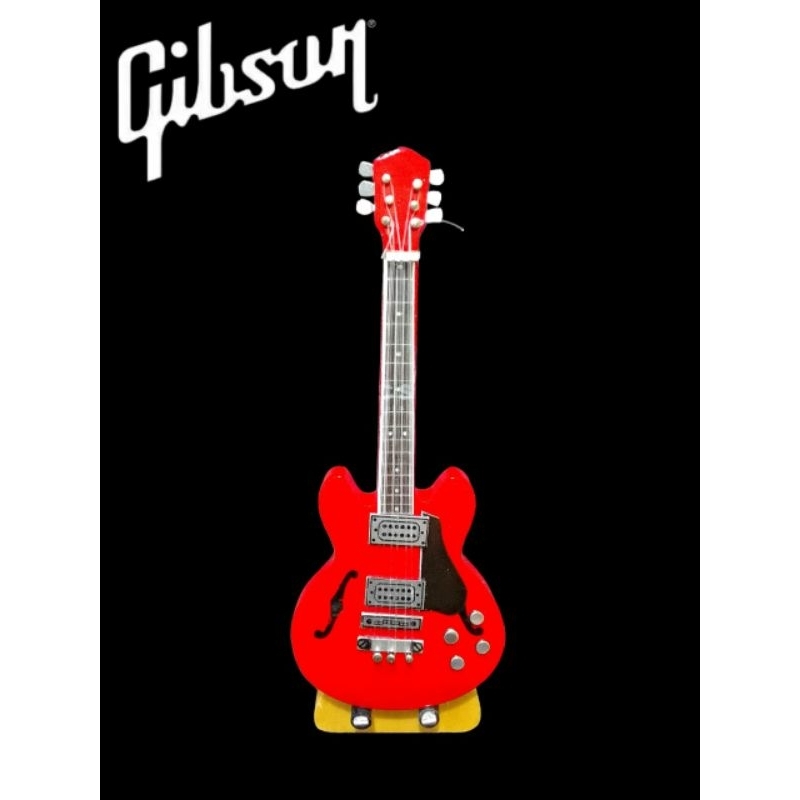 MINIATUR GITAR GIBSON HOLLOW BODY WARNA MERAH 1:12 (11cm)