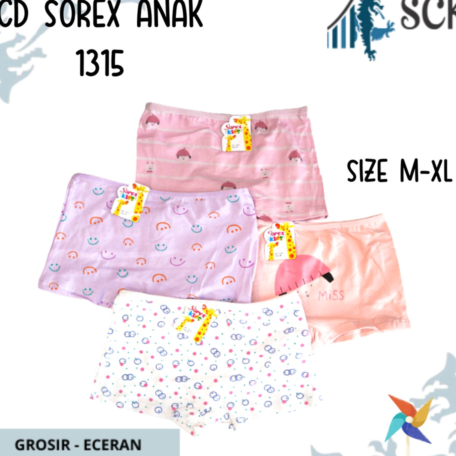 BHKY7241 ORIGINAL% CD Anak Perempuan SOREX KIDS 1315 model BOXER Polos Warna / Celana Dalam Anak Per