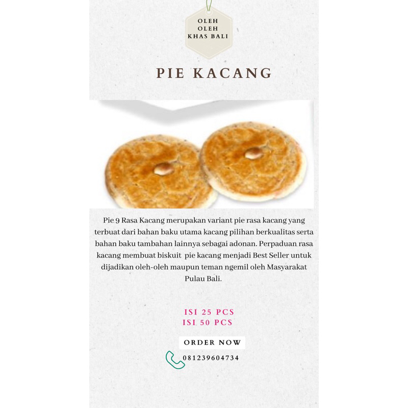 

Pie Kacang Oleh oleh khas Bali 25 pcs Asli Enak Lezat Pie "9" Official