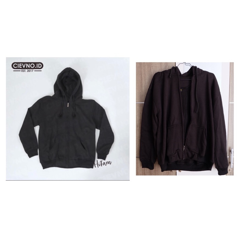HOODIE ZIPPER PREMIUM HITAM CIEVNO.ID